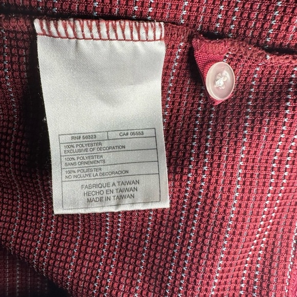 Nike Golf Polo Shirt Mens Burgundy Dri Fit Short Sleeve Striped Medium - Picture 7 of 7